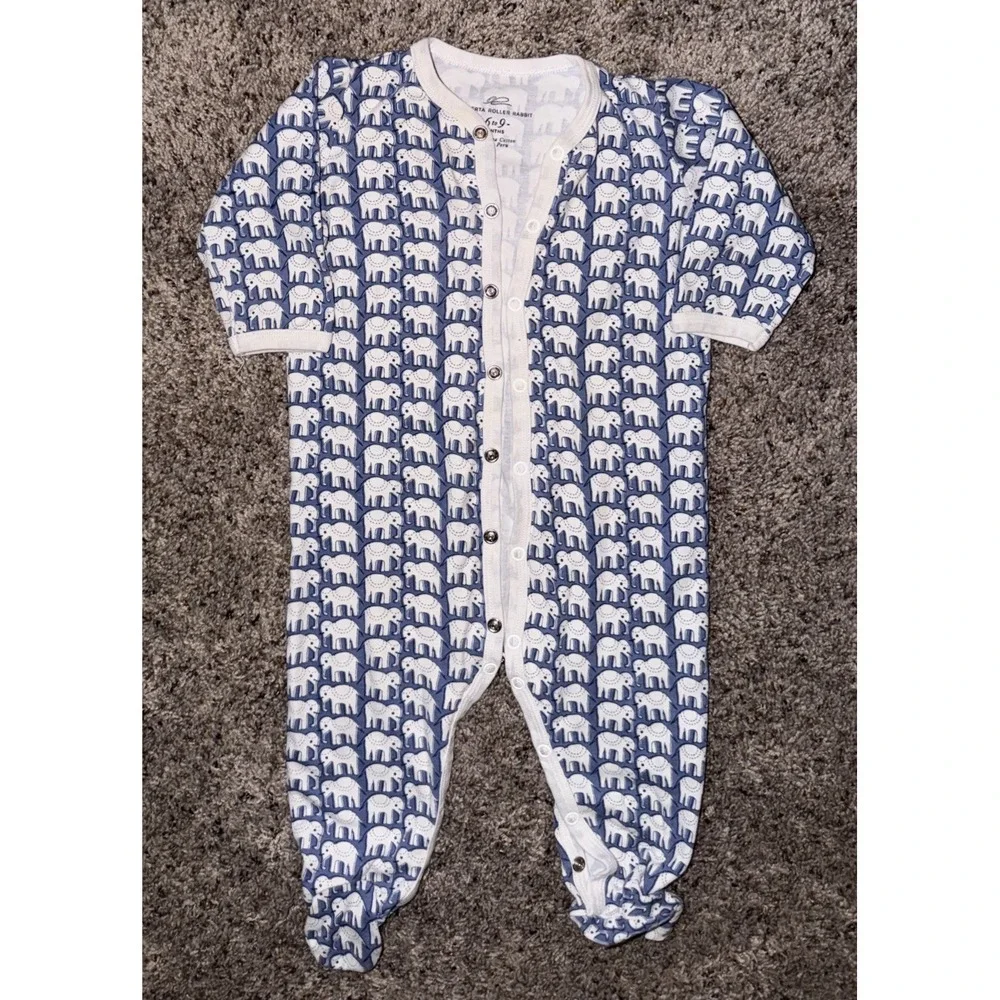 Roller Rabbit 100% Pima Cotton 6-9 Months Long Sleeve Roberto Elephant Pajamas